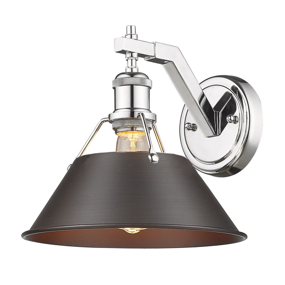 Yep by Golden Lighting Orwell 1-light Wall Sconce in Chrome and Rubbed Bronze shade